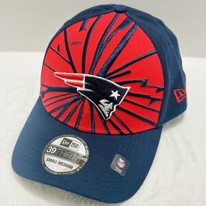 New Era New England Patriots Shattered 39THIRTY Stretch Flex Hat Cap S/M Red NFL